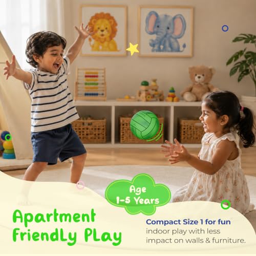 Image of Lifelong Mini Volleyball for Kids | Soft PVC Volleyball | Lightweight | Indoor & Outdoor Play | Beach, Pool & Playground | Green | 5.8 inches