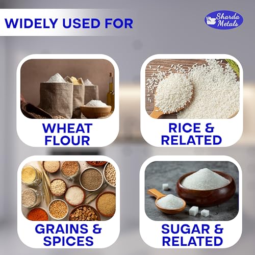 Sharda Metals Stainless Steel Storage Container with Lid & Handle | Diwali Gifting 10kg Kitchen Drum for Wheat, Rice, Grains, Flour, Snacks | Aata Tanki/Dabba/Pawali – 12 Inch (Pack of 1)