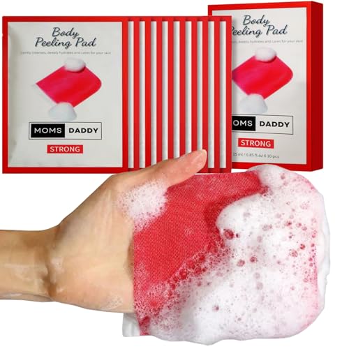 Premium Body Peeling Strong Pad All in One Bubble Body Wash & Scrub Gloves with Kelp & Biotics Intense Exfoliating Mitts for Dead Skin Cells (10 pcs)