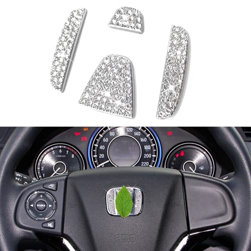 KVLUAY Bling Bling Diamond Steering Wheel Logo Caps Compatible with Honda,DIY Sparkly Crystal Emblem Accessorie for Women,Fit for Civic Accord City CR-V XR-V UR-V Odyssey Crosstour Vezel 2013-2020