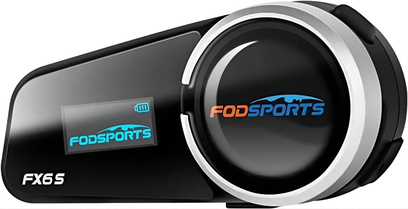 FODSPORTS FX6 Bluetooth Motorcycle Headset FX6 1000m 6 Riders Motorbike Intercom Universal Bluetooth Motorcycle Helmet Communication System Voice Dial/Usable While Charge (1 Pack FX6S with LED)