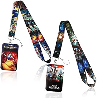 USCW Princess Lanyard with ID Badge Holder,Neck Strap Card Case Snow White and Alice im Wunderland Lanyard with Detachable Card Holders for Office School Supplies, ID Card,Keys