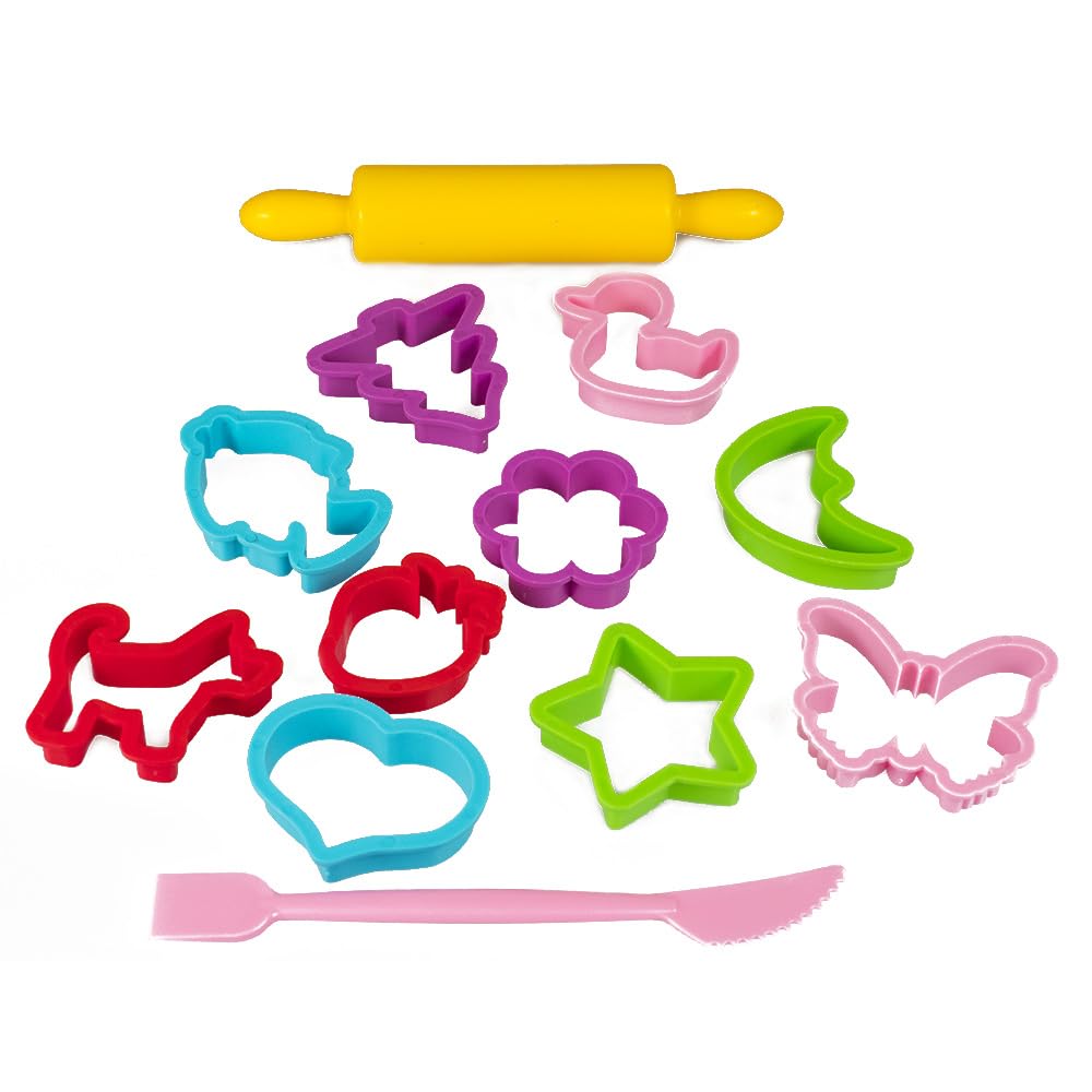 GenioKids Knete Zubehör Werkzeug - 32 Stück Spielzeug Set Knetmasse Plastilin Werkzeug für Kinder, Mädchen und Jungen (New)