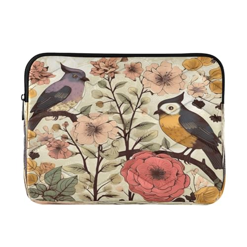 Funda para portátil con flores Retro Birds 13-14 pulgadas miniatura 1