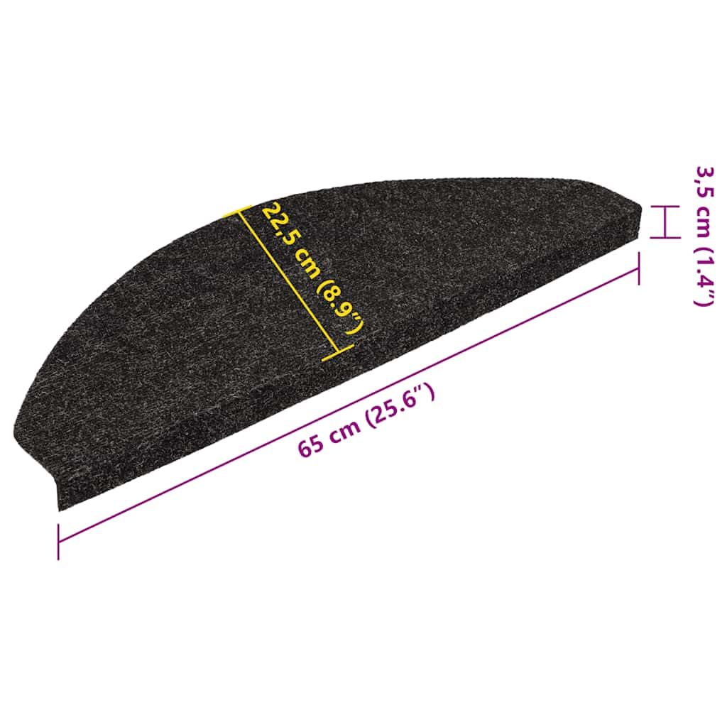 Alfombrillas autoadhesivas de fieltro punzonado, 10 unidades, antracita, 65 x 22,5 x 3,5 cm, antideslizantes, para escaleras, pasillos, salones, entradas, etc