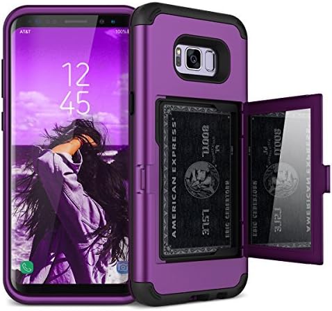Galaxy S8 Plus Wallet Case, WeLoveCase Galaxy S8 Plus Case Card Holder Wallet Cover with Kickstand & Mirror 3 in 1 Hybrid Shockproof Heavy Duty Full Protective Case for Samsung Galaxy S8 Plus - Purple