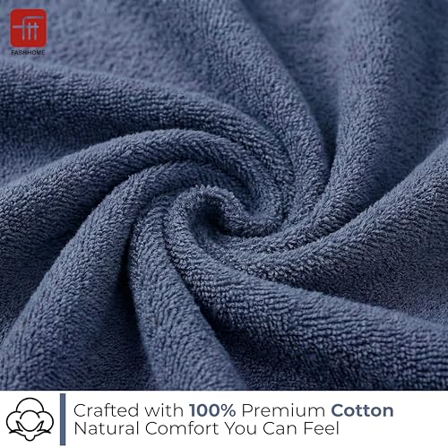 Image of 380 GSM 100% Cotton Highly Absorbent Light Weight Quick Dry Large Couple Bath Towel Set of 2 (Navy Blue)