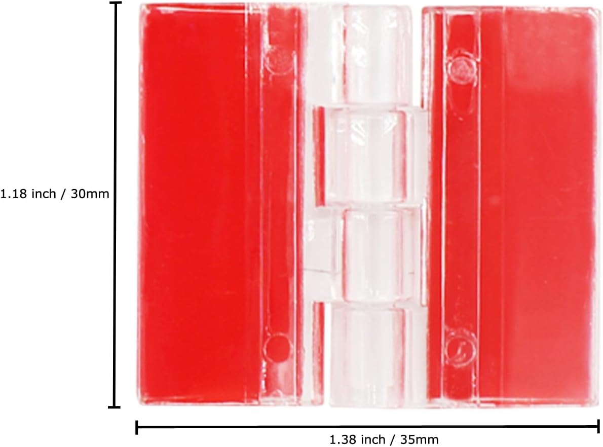 12 Pcs Clear Acrylic Hinges, Self Adhesive Clear Plastic 35mm x 30mm Acrylic Small Hinges for DIY Display Stand, Box (1.38" x 1.18")