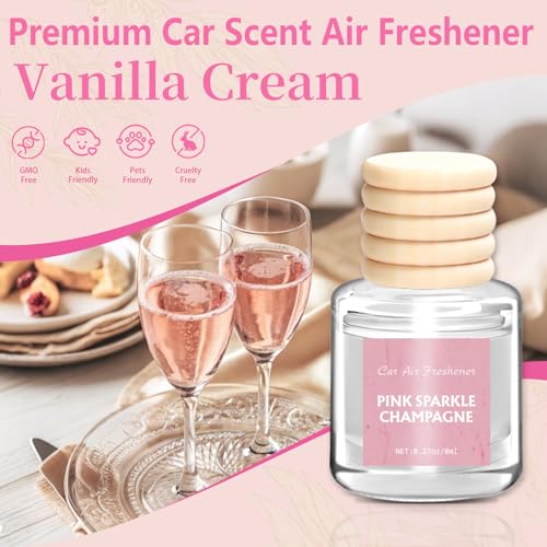 Image of AROIC Car Air Freshener - Pink Sparkle Champagne Fragrance, 6 Pack Long Lasting Essential Oil Fragrance Diffuser, Hanging Cute Automotive Perfumes Interior Decor, Pink Car Accessories for Women & Men