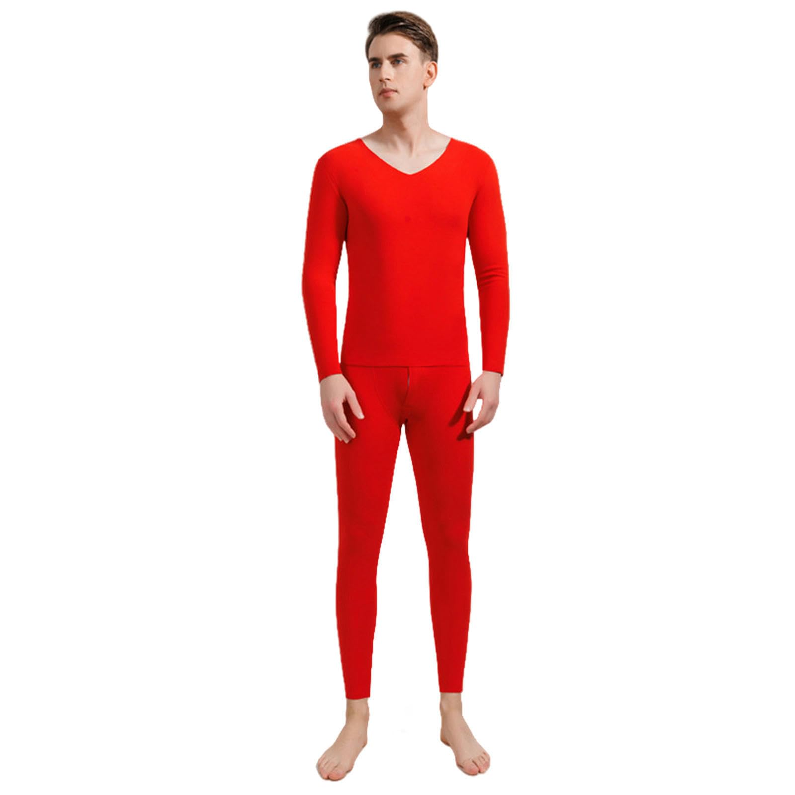 Ropa Termica Mujer Conjunto De Ropa Interior Térmica De Hombres Y Mujeres Sin Costuras Sin Costuras De Doble Cara Otoño E Invierno Más Terciopelo-rojo-3xl