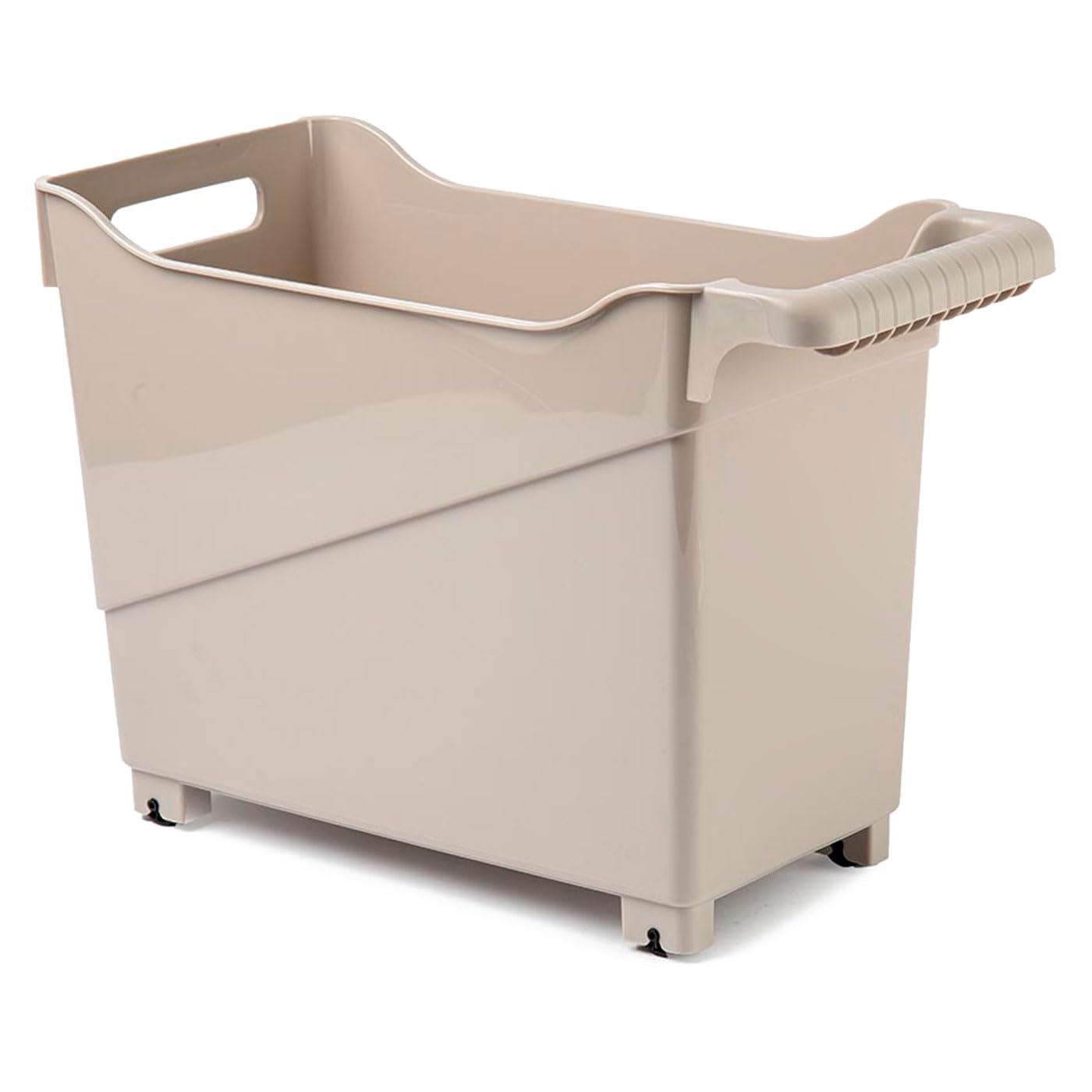 Pack de 4 Carritos de plástico con Ruedas y Asa - Cesta Organizadora para Limpieza, Baño, Cocina - Marrón Topo