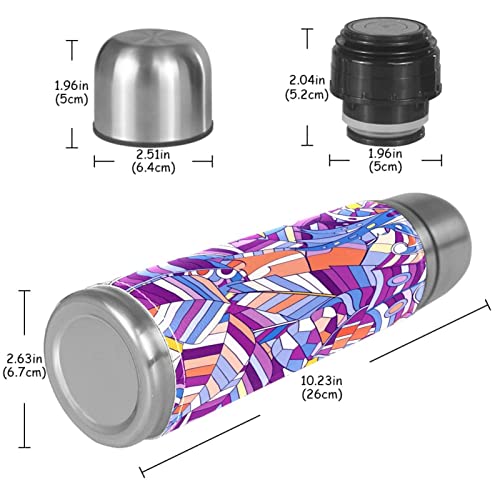 Stainless Steel Leather Vacuum Insulated Mug Abstract Thermos Water Bottle For Hot And Cold Drinks Kids Adults 16 Oz #TOP4