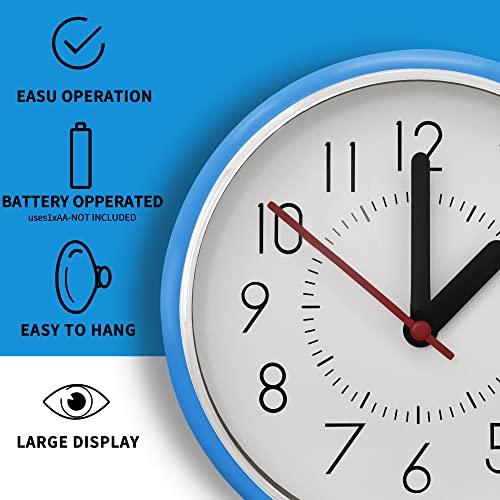 Jibang Suction-Cup Waterproof Bathroom Clock, Desktop Clocks For Bathroom, 4 Inches Silent Non-Ticking Prevent Mist Wall Clock Light Blue #TOP4
