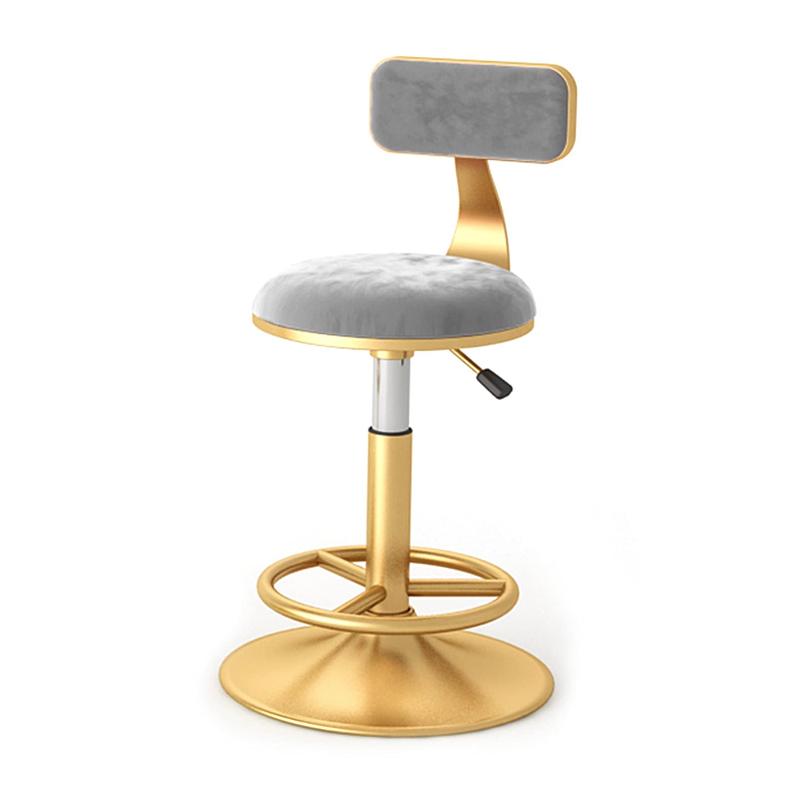 Tabouret de bar pivotant en velours réglable avec dossier confortable