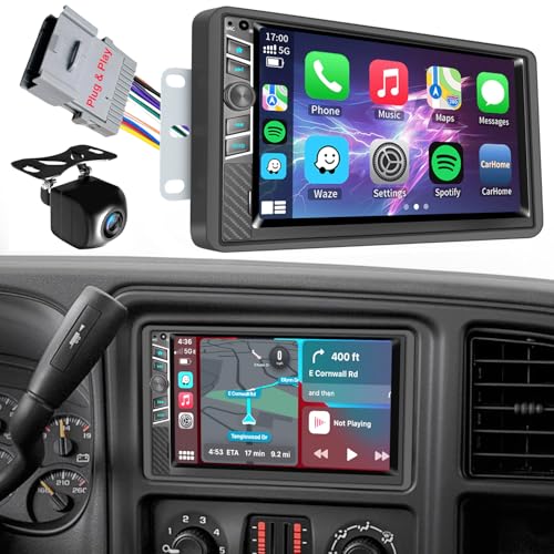 Plug and Play Car Radio Stereo for Chevy Chevrolet Silverado Tahoe 2003-2006 GMC Siera Yukon 2003-2006 Hummer H2 Cadillac Pontiac Buick Oldsmobile Support CarPlay Android Auto GPS WiFi FM