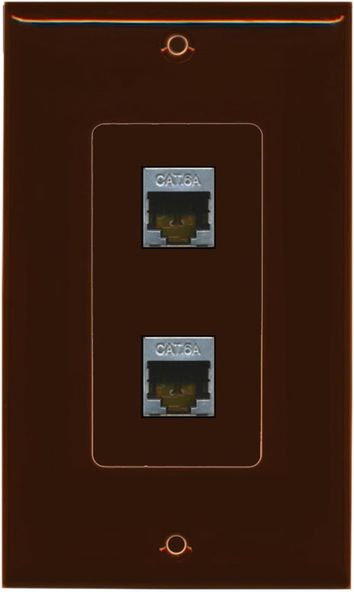 RiteAV CAT 6A 2 Port Shielded Cat6a Wall Plate 1 Gang Decorative White