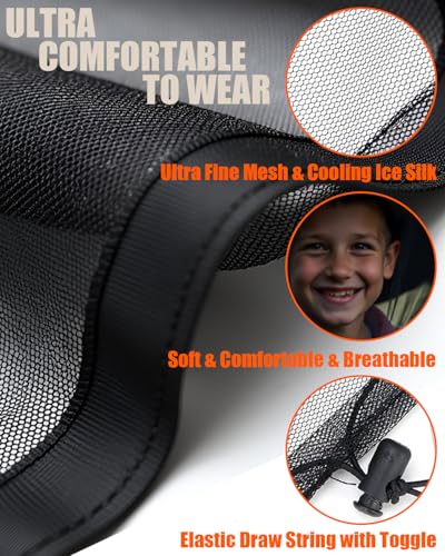 AWEWEI Mosquito Head Net, 2 Pack Cooling Ice Silk Bug Net for Head, Ultra Fine Soft Large Long Mesh Face Cover Mask Hood Screen from Fly Bug Gnat for Camping Fishing Hiking, Fits Most Hats