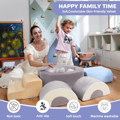 Bumnana Toddler Climbing Toys Indoor, 7‑Piece Soft Foam Play Set for Toddlers 1‑3, Foam Climbing Blocks with Slide, Stairs & Ball Pit, Crawl and Climb Activity Gym, Lightweight & Washable Kids Gift by BUMNANA - Used condition - Image 6
