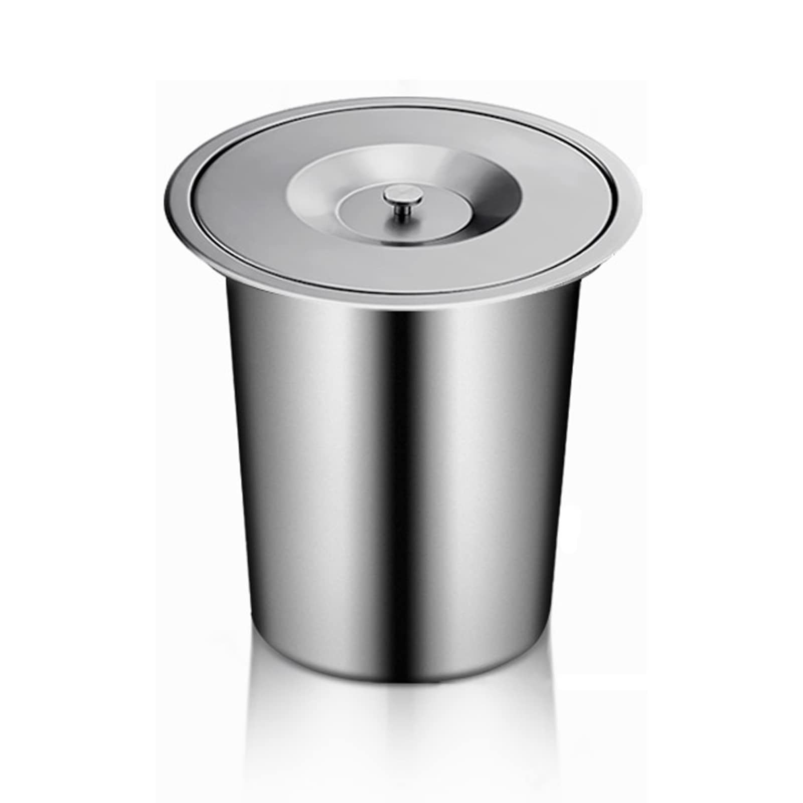 GLJTUO Trash Can With Cover, Kitchen Countertop Built-In Brushedfingerprint Garbage Can, Outdoor/Indoor Odor Proof Waste Bin With Lid/Rectangle304,Round 201,Round 304
