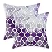 CaliTime Pack of 2 Cozy Throw Pillow Cases Covers for Couch Bed Sofa Farmhouse Manual Hand Painted Colorful Geometric Trellis Chain Print 18 X 18 Inches Main Grey Purple Eggplant