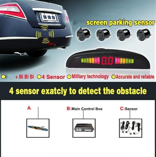 Radar de recul voiture 4 capteurs pour éviter les obstacles et les chocs - 4
