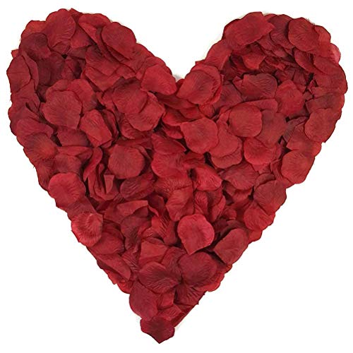 Kesio Lot de 1 000 pétales de rose artificiels en soie pour confettis de mariage, mariage, fête prénatale, hôtel, maison, fête, Saint Valentin (bordeaux) Cover