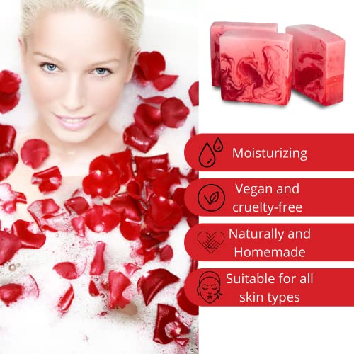 Panu Natural Rose Soap Bar - All Natural Soap Bar With Bubble Foam - Rose Bath Soap Bars - Natural & Organic - Moisturize, Detoxify, Hydrate - Makes Skin Soft & Silky #TOP1