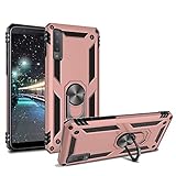 Compatible with Samsung Galaxy A7 2018 Case Galaxy A750 Hybrid Back Case Dual Layer Shockproof Armor Case with 360 Degree Rotating Magnet Ring Kickstand for Galaxy A7 2018 (Pink)