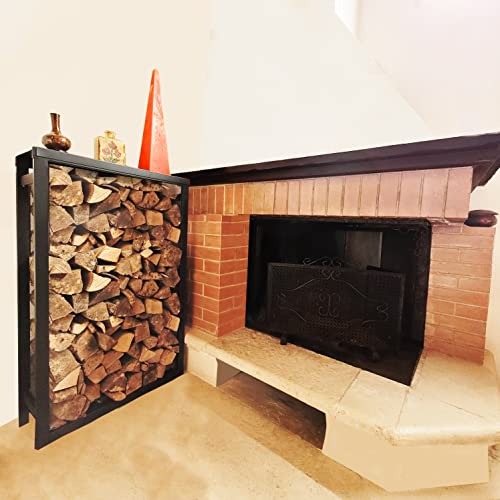Tecnokit Portalegna Casa, Legnaia Per Interno Esterno In Acciaio,Ripiano E Staffa Di Sicurezza Da Muro, Per Legna Da Ardere Per Stufa E Caminetto Cm 80X25X80 - 5