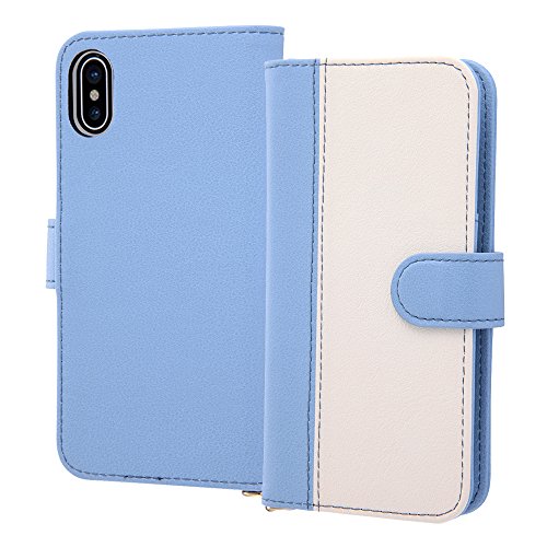 レイ・アウト iPhone X ケース 手帳型 ノーブル/ブルー/ホワイト RT-P16LBC10/AW