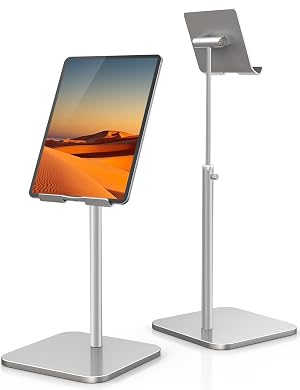 ODOSOLA Tablet Stand Height Angle Adjustable Eye-Level Desktop iPad Stands Tablet Holder for Home Office Cradle Dock for
