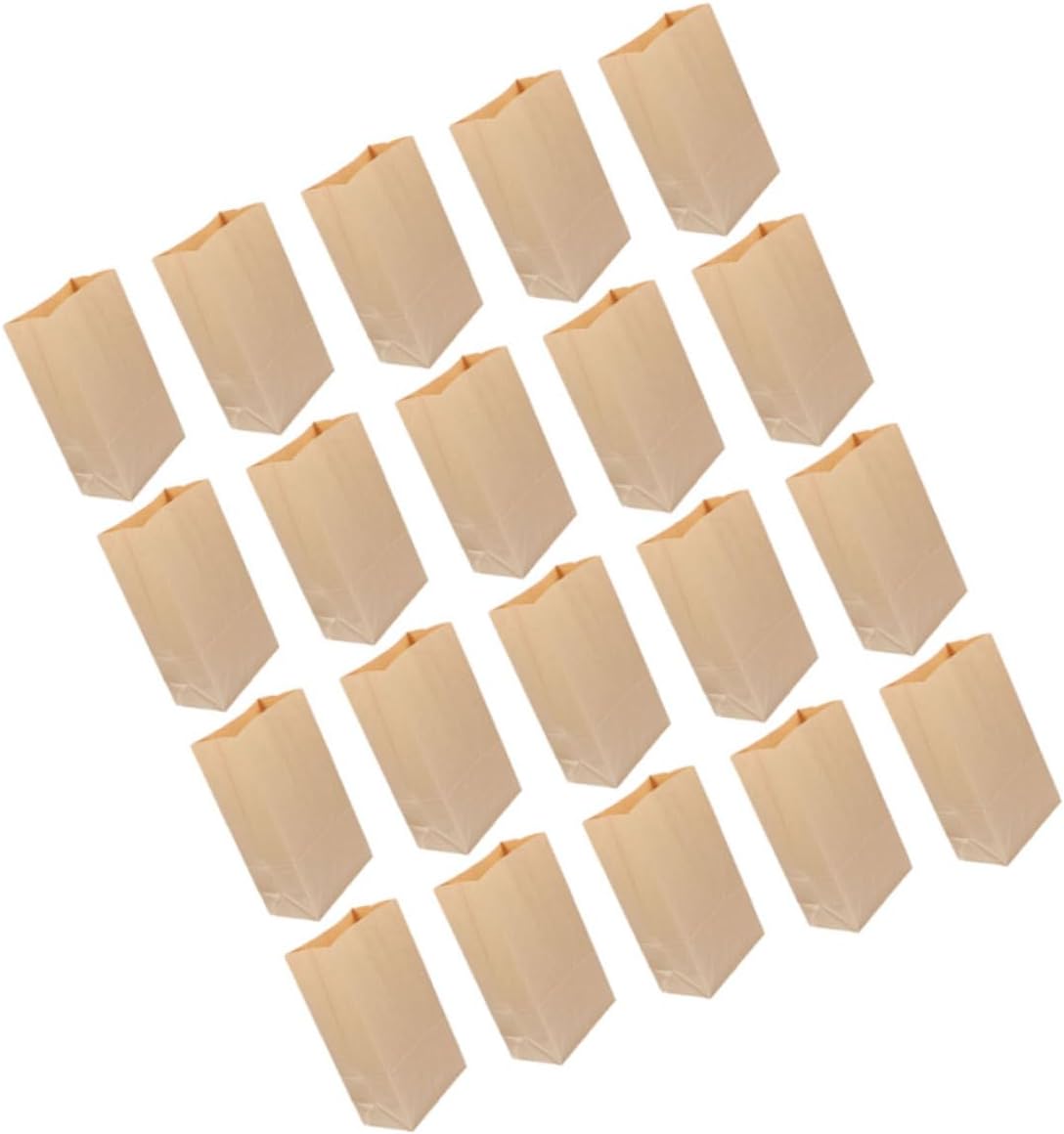 COLLBATH 20pcs Reusable Kraft Paper Bags Bread Baking Snack Storage Pouches Food Storage Pouches for Bread Dessert Candy