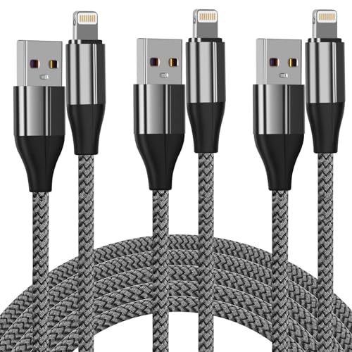 Câble Lightning pour iPhone lot de 3 en nylon tressé résistant de 1,8m