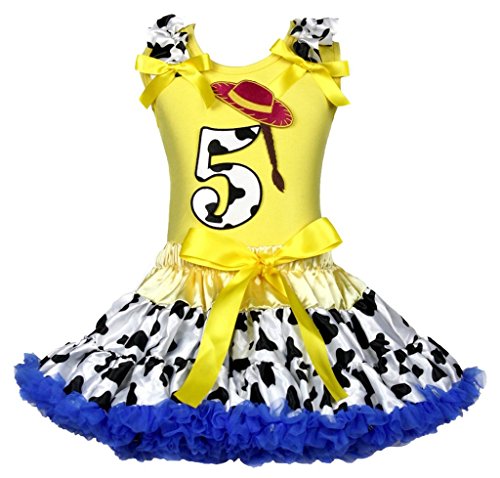 Sombrero de vaquera niña con camiseta amarilla y ropa de vaca de 1 a 8 años