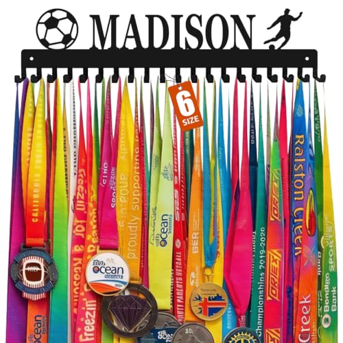 Image of Personalized Medal Hanger Display with Trophy Shelf