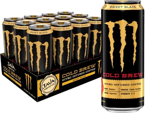 Monster Energy Java Nitro Cold Brew Sweet Black, Coffee + Energy Drink, 13.5 Ounce Liquid (pack of 12)