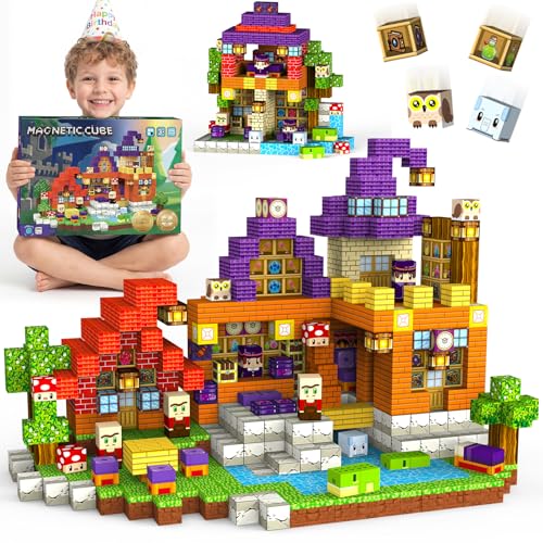 Image of Magnetic Blocks for Kids 3-5: 300 Pcs Magic Forest Building Toys with 48 Patterns - 0.8 inch Pixel Sensory Cubes for Creative Construction - Birthday Gift for Boys Girls Age 3 4 5 6 7 8 Year Old