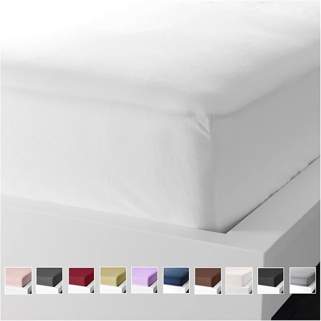 Anti-Allergy Anti-Bacterial Brushed Microfibre Fitted Bed Sheet - 28cm Depth, Easy Care, Fade Resistant (White, Double)
