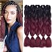 Dingxiu (5Packs,24") 2 Tone Jumbo Braid Ombre Braiding Hair X-pression Hair Extensions Afro Box Braids Crochet Hair Synthetic Fiber Hair 100g/pack(24 Inch, Black-Wine Red)