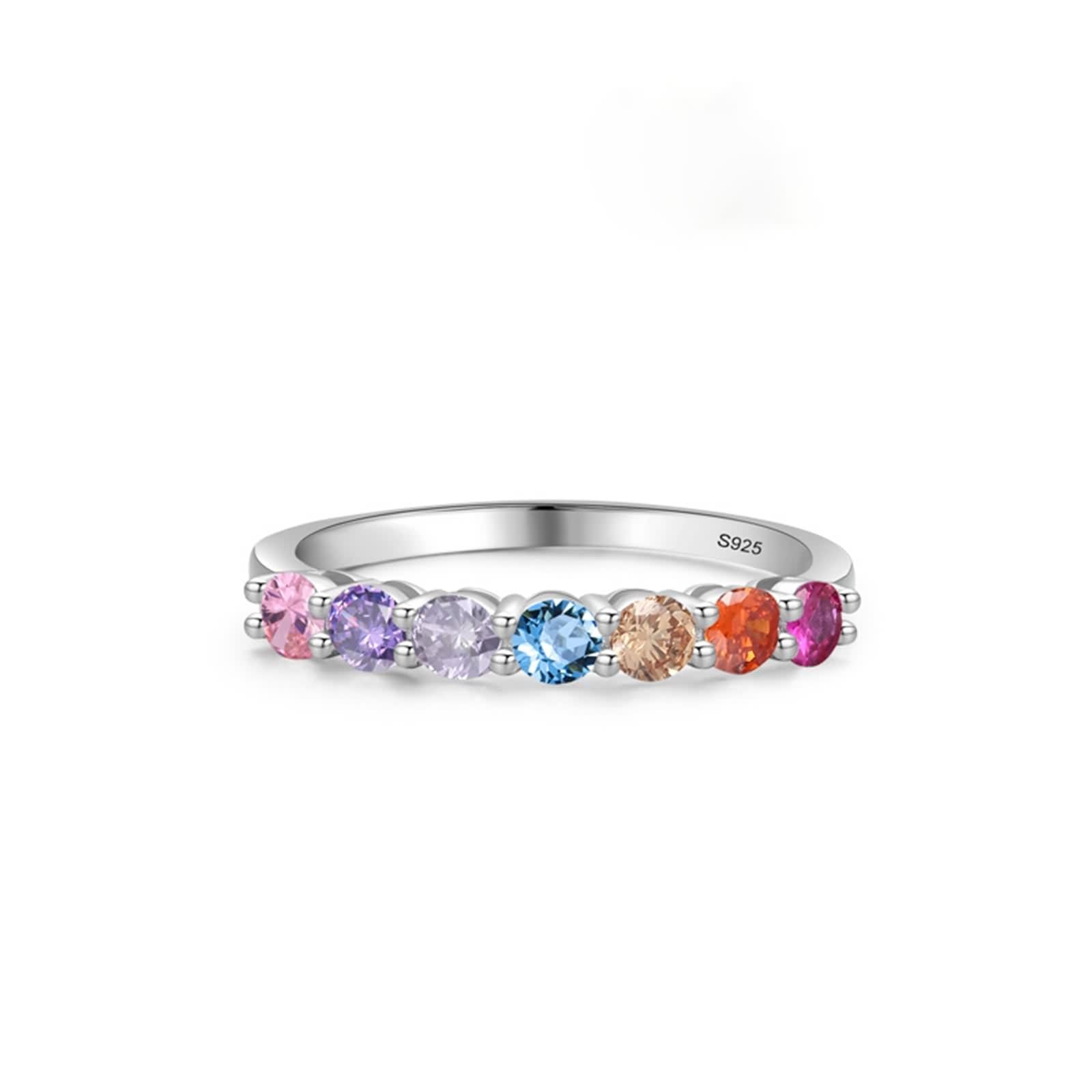 Bague Argent Pierre, Bague Fiançailles Argent 925 Femme Forme Ronde Zircone Cubique Alliance Style Élégant