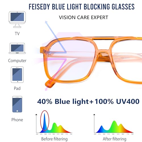 Image of FEISEDY Aviator Blue Light Blocking Glasses Fake Nerd Clear Oversized Square Computer Glasses TR Frame B0158