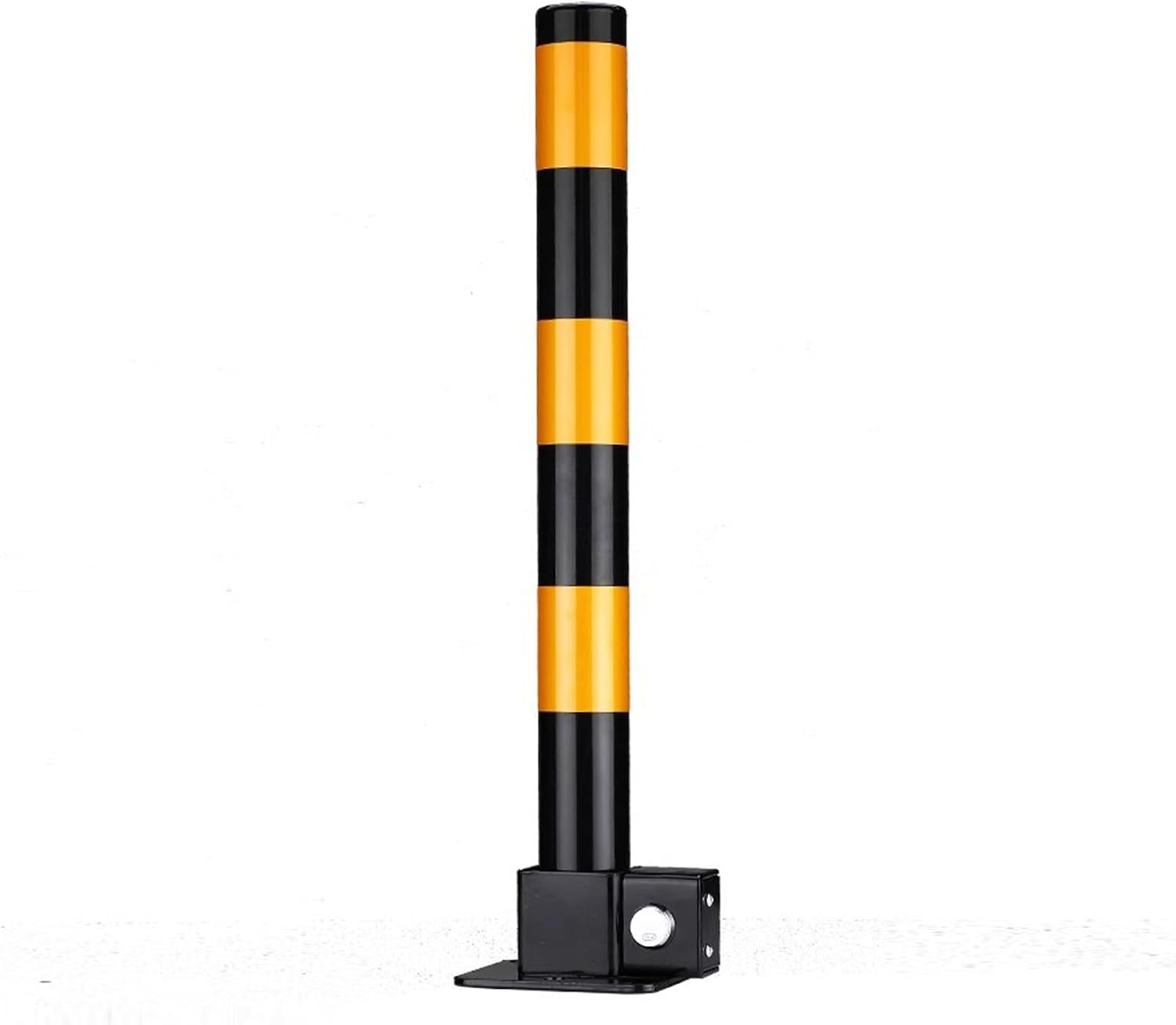 Iron Pipe Traffic Bollard Barrier with Lock, Folding Parking Bollard, Car Park Driveway Guard Saver, 60cm/24in High(Black)