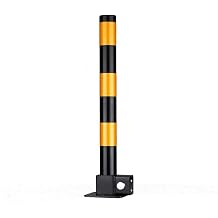 Iron Pipe Traffic Bollard Barrier with Lock, Folding Parking Bollard, Car Park Driveway Guard Saver, 60cm/24in HighBlack