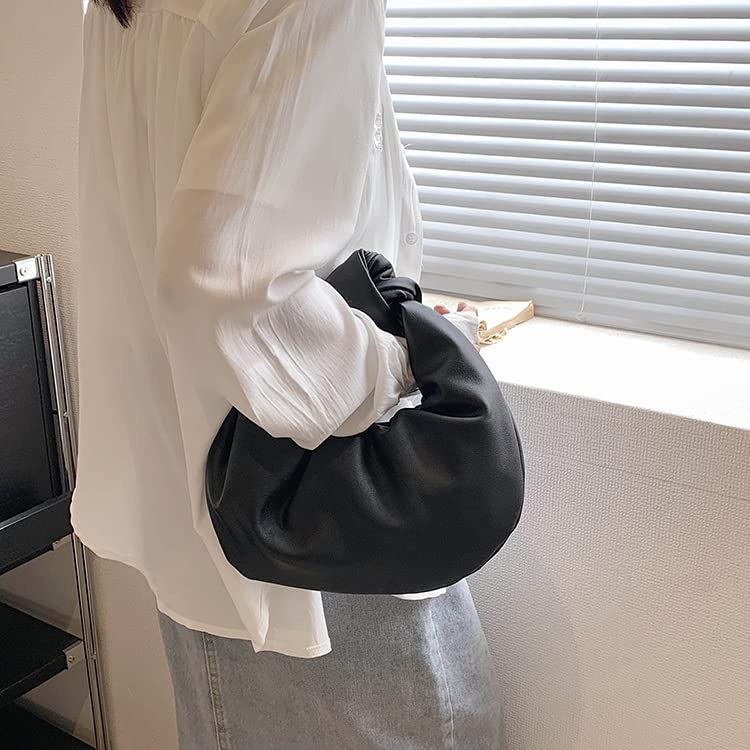 Women's Dumpling Bun Fold Knot Design Cloud Bag Handbag2