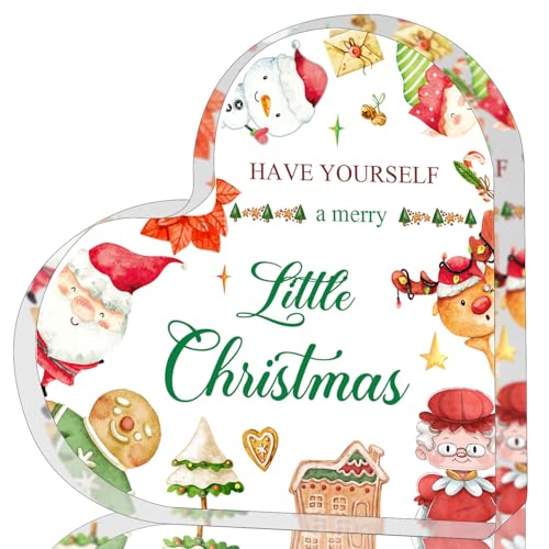 Acrylic Heart Shaped Christmas Tabletop Decorations - Holiday Decor for Table, Office Desk, Tiered Tray, Mantle, Shelf