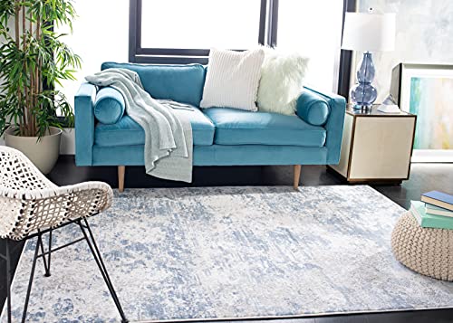 SAFAVIEH Amelia Collection Area Rug - 9' x 12', Grey & Blue, Modern Abstract Design, Non-Shedding & Easy Care, Ideal for High Traffic Areas in Living Room, Bedroom (ALA705F) by SAFAVIEH - Used condition - Image 2
