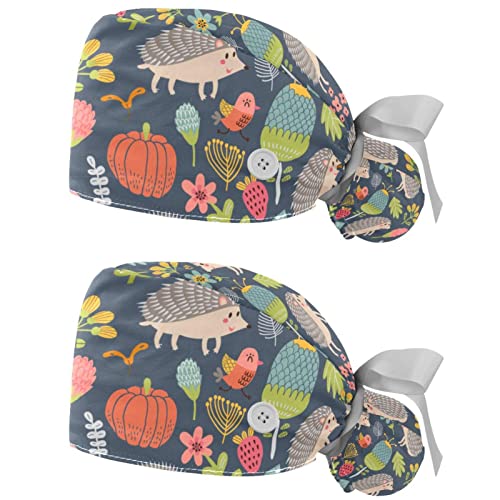 Casquettes de travail JDEZ à motif hérisson pour la cuisine et les soins