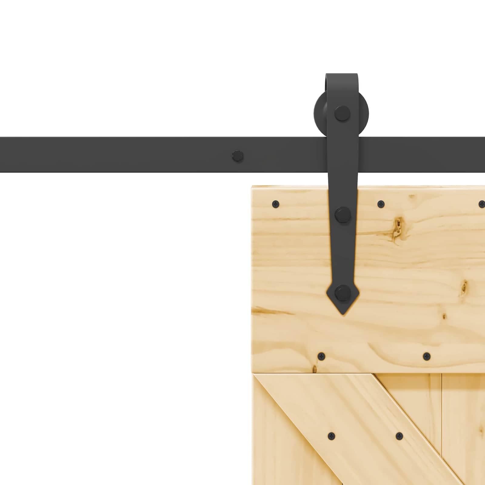 NARVIK - Porta scorrevole in legno di pino massiccio e acciaio, 152,5 x 210 cm, sistema di porta scorrevole per interni