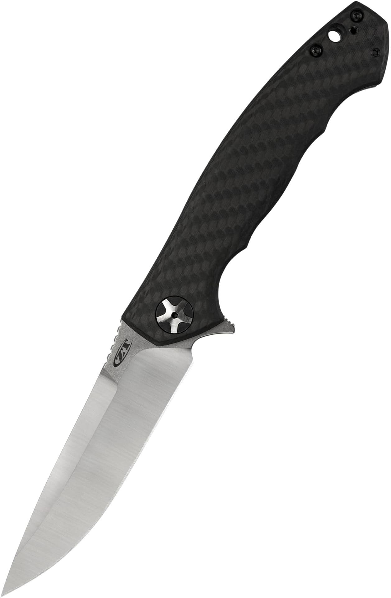 Zero Tolerance 0452CF; Pocket Knife with 4.1” Dual-Finished S35VN Steel Blade, Carbon Fiber Front and Titanium Back Handle Scales, KVT Ball-Bearing Opening, Frame Lock, Deep-Carry Pocketclip; 4.6 OZ.,Large
