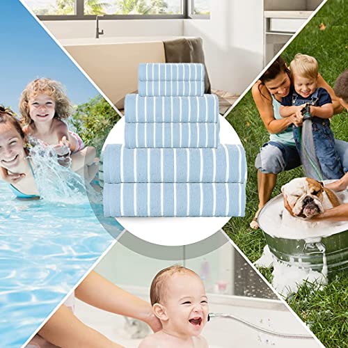 Casa Copenhagen Ecstatic Designed In Denmark 600 Gsm Hotel & Spa, Kitchen & Bath Set Of 6 Egyptian Cotton Towels - 2 Bath Towels, 2 Hand Towels, 2 Washcloths - Sky Blue #TOP6